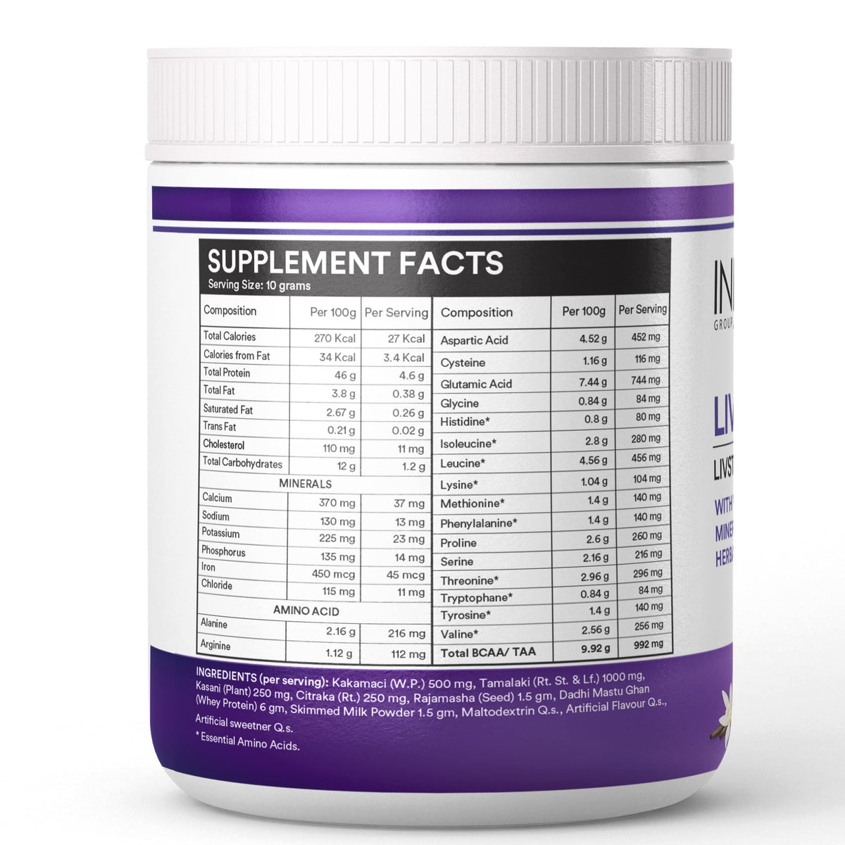 INLIFE Livstan Powder Supplement – Whey Protein Powder with Ayurvedic Herbs, 300g (Vanilla)