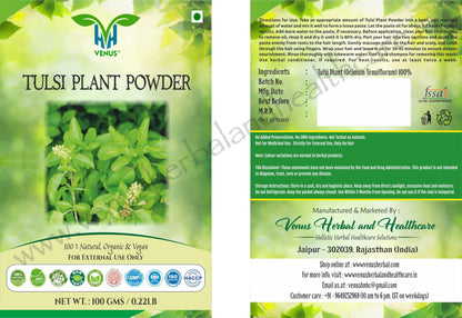 VENUS Tulsi Plant Powder – Natural - 100% Ground Ocimum Tenuiflorum Plant (100g)