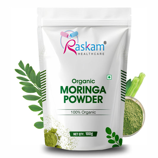 Raskam 100% Organic Moringa Powder Moringa Oleifera | Boost Immunity | Digestion & Energy | Organic Super green for Vitality | Gut Health | 100gm Drumstick Leaves Powder
