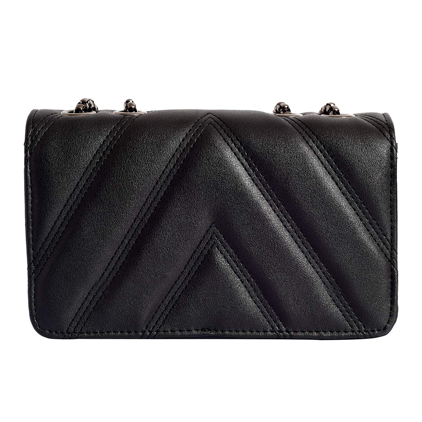 Lino Perros Women's Black Leatherette Satchel (Black)