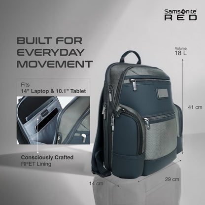 Samsonite Atlier | 14'Laptop Compartment| 18 L Volume| Multiple Compartment| Sleek Design |Work Backpack | Olive | 2 Years International Warranty