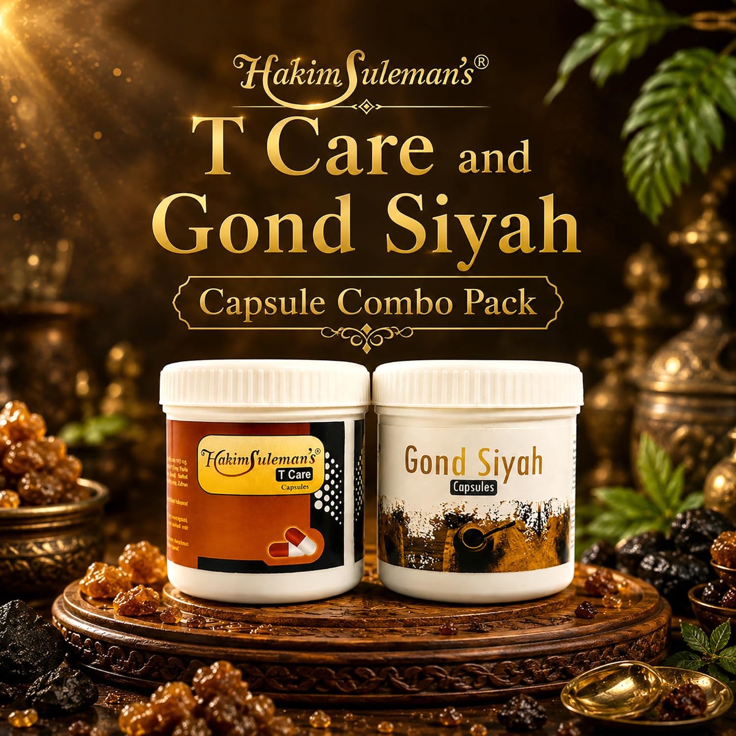Hakim Suleman's T Care Capsule and Gond Siyah Capsule Combo Pack | Daily Wellness Duo | Herbal Care Value Combo