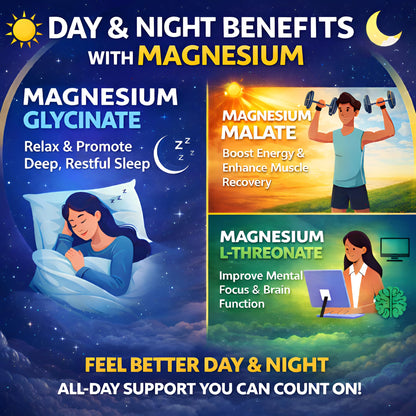 Suplee Triple Magnesium Complex Supplement with Magnesium Glycinate, L-Threonate & Malate | With Zinc & Vitamin B6 for Sleep, Muscle, & Brain Support | 60 Tablets
