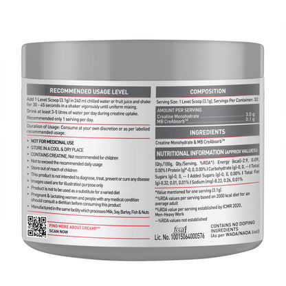 MuscleBlaze Creatine Monohydrate CreAMP™ Powder (Unflavoured, 32 Servin- image 3