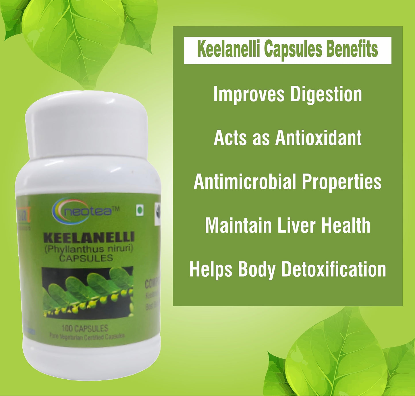 Neotea Keelanelli Capsules | Bhumi Amla | Chanca Piedra | Capsule Phyll- image 2