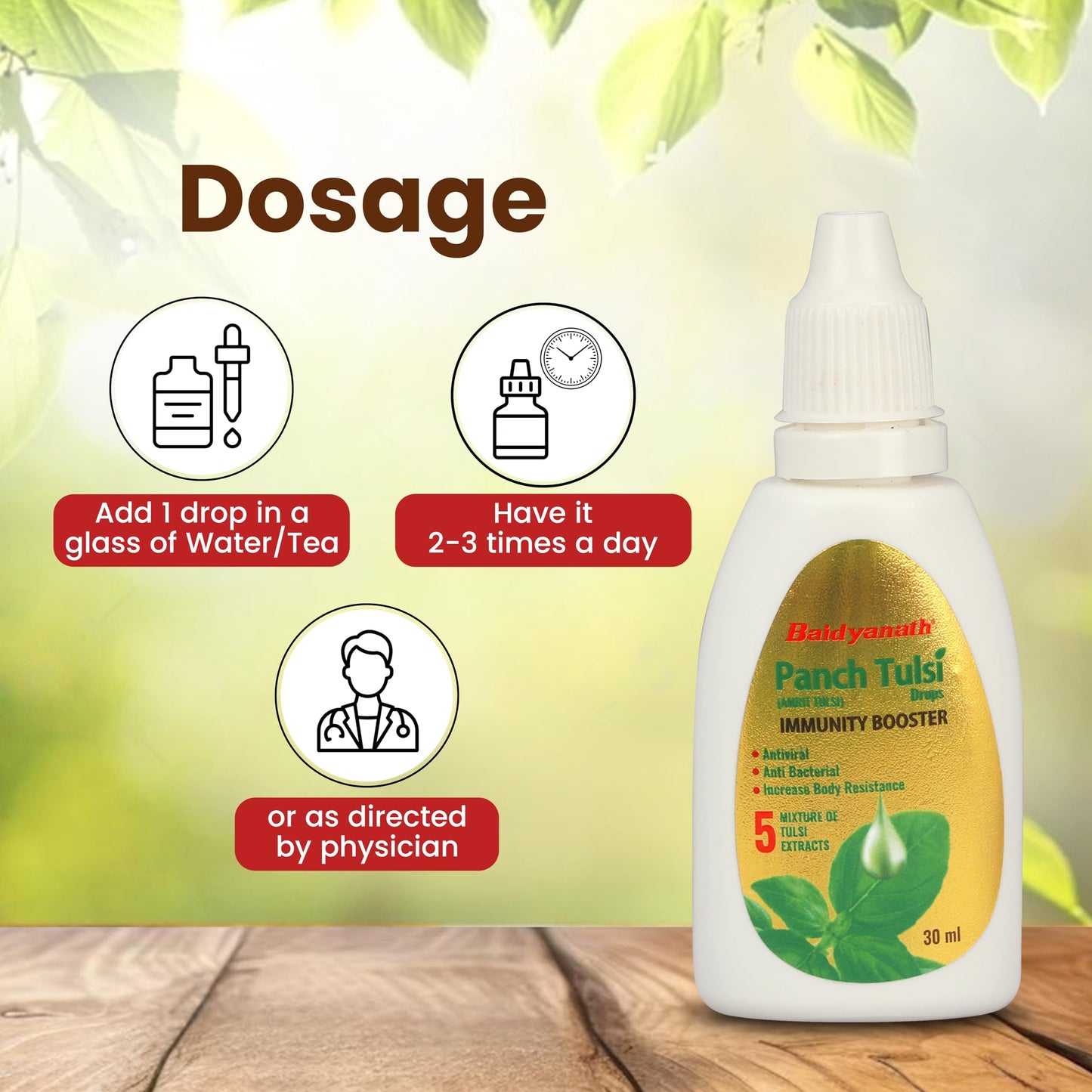 Baidyanath Ayurved Panch Tulsi Drops - 30 ml | Natural Immunity Booster- image 2