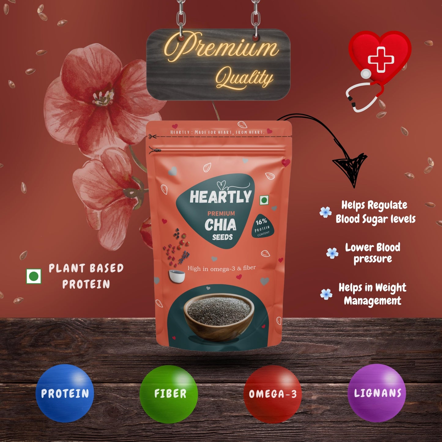 Heartly Chia Seeds 200g- Healthy Raw Seeds | Clean Chia Seeds for Eating | Healthy Snacks | Calcium and Protein Rich Seeds