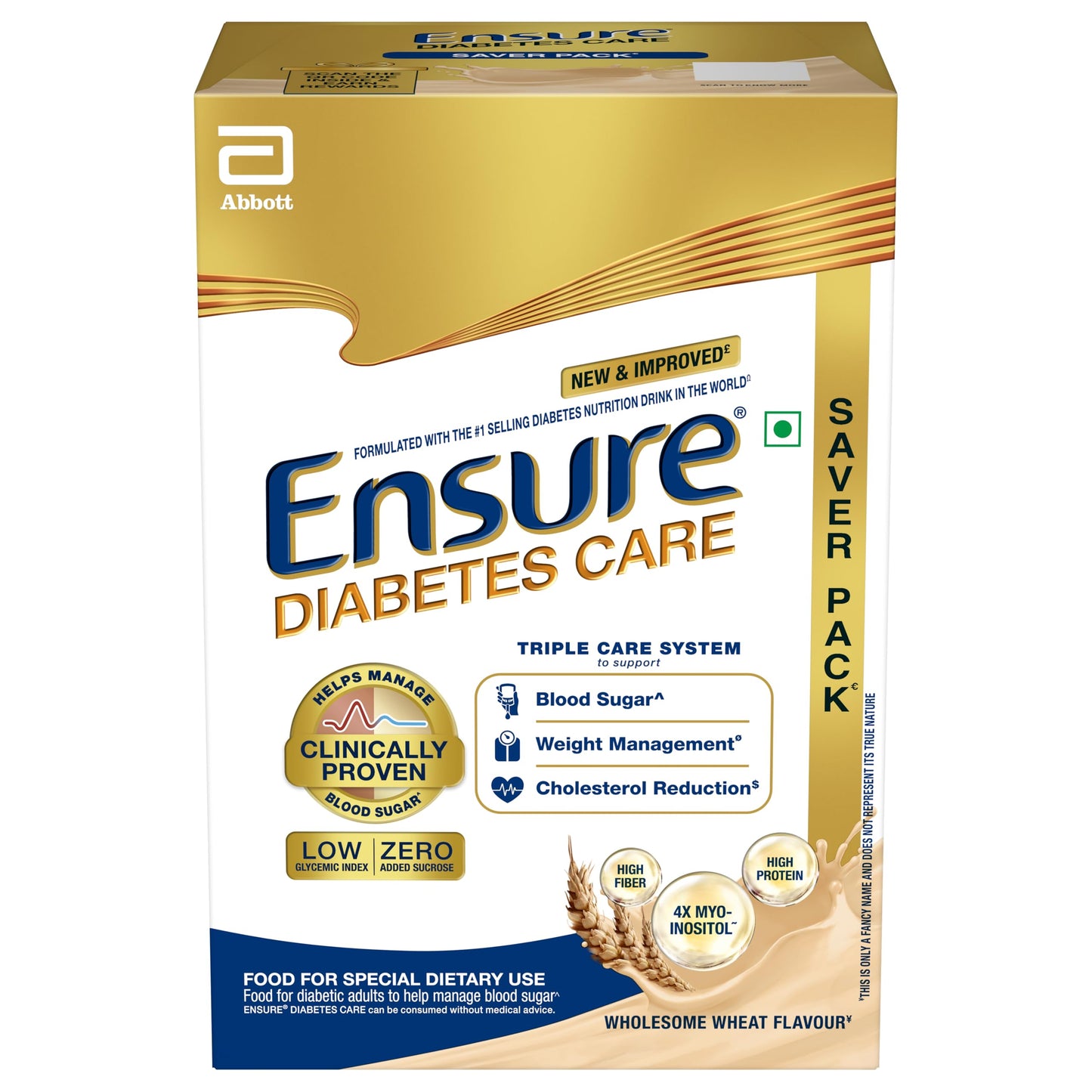 Ensure Diabetes Care Wheat 950gm |Support Blood Sugar, Weight Management, Cholestrol Reduction |High Protein, High Fibre, 4 Myo-inositol |Zero Added Sucrose