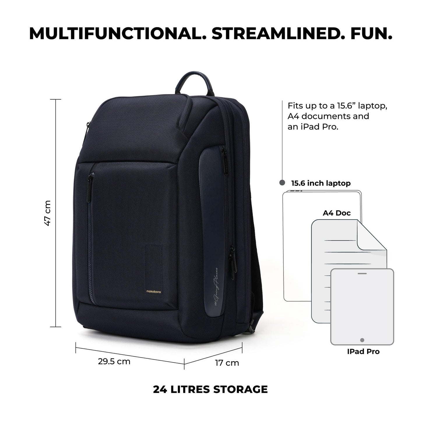 MOKOBARA Transit Pro Backpack | Laptop Up to 15.6 Inches, 24L Capacity | Durable Nylon and Vegan Leather Water-Resistant | Ideal for Work and Travel | Padded Shoulder Straps (Headspace)