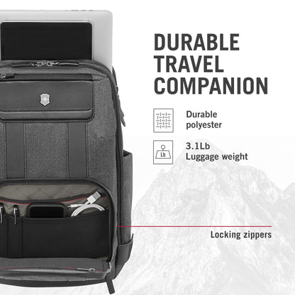 Victorinox Architecture Urban 2.0, Deluxe Backpack, 15" Laptop and Tablet Compartment, Melange Grey (611954), M