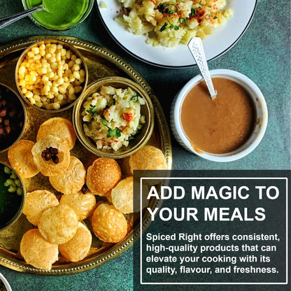 Spiced Right Teekha Pani Puri Masala Powder: Elevate Your Golgappa Experience with an Authentic Instant Mix of Natural Indian Spices | Best Pani Puri Masala Powder | 200g