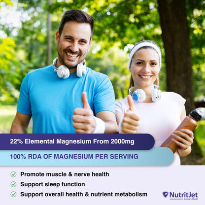 NutritJet Magnesium Glycinate Supplement 2000mg – 120 Veg Tablets | Magnesium Supplement For Sleep, Cramps, Recovery, Nerve & Muscle Function