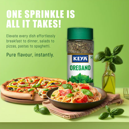 Keya Oregano | Freeze Dried | Seasoning For Pizza, Pasta, Marinades And Soups | No Artificial Flavours And Colours | Sprinkler |15g/9g