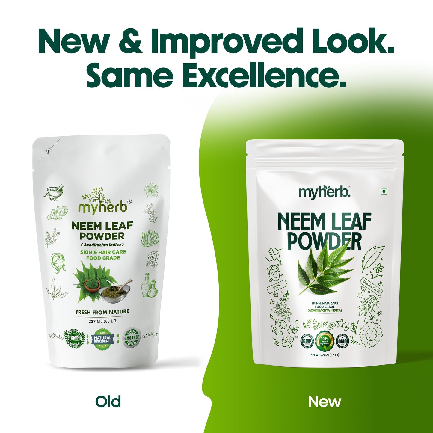 MYHERB 100% Natural Neem Leaf Powder || 227 Gm/0.5 Lbs || Healthy Hair & Hair Cleanser || Skin Face Packs || For Man And Women