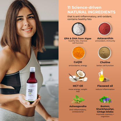 Autoimmunity care Brain + Heart Care | For Brain, Heart, Joint, Skin, Eye & Immune System Support | Advanced Blend of Phospholipids, EPA & DHA Omega 3, Astaxanthin, C0Q10 & Antioxidants | 250 ML Oil