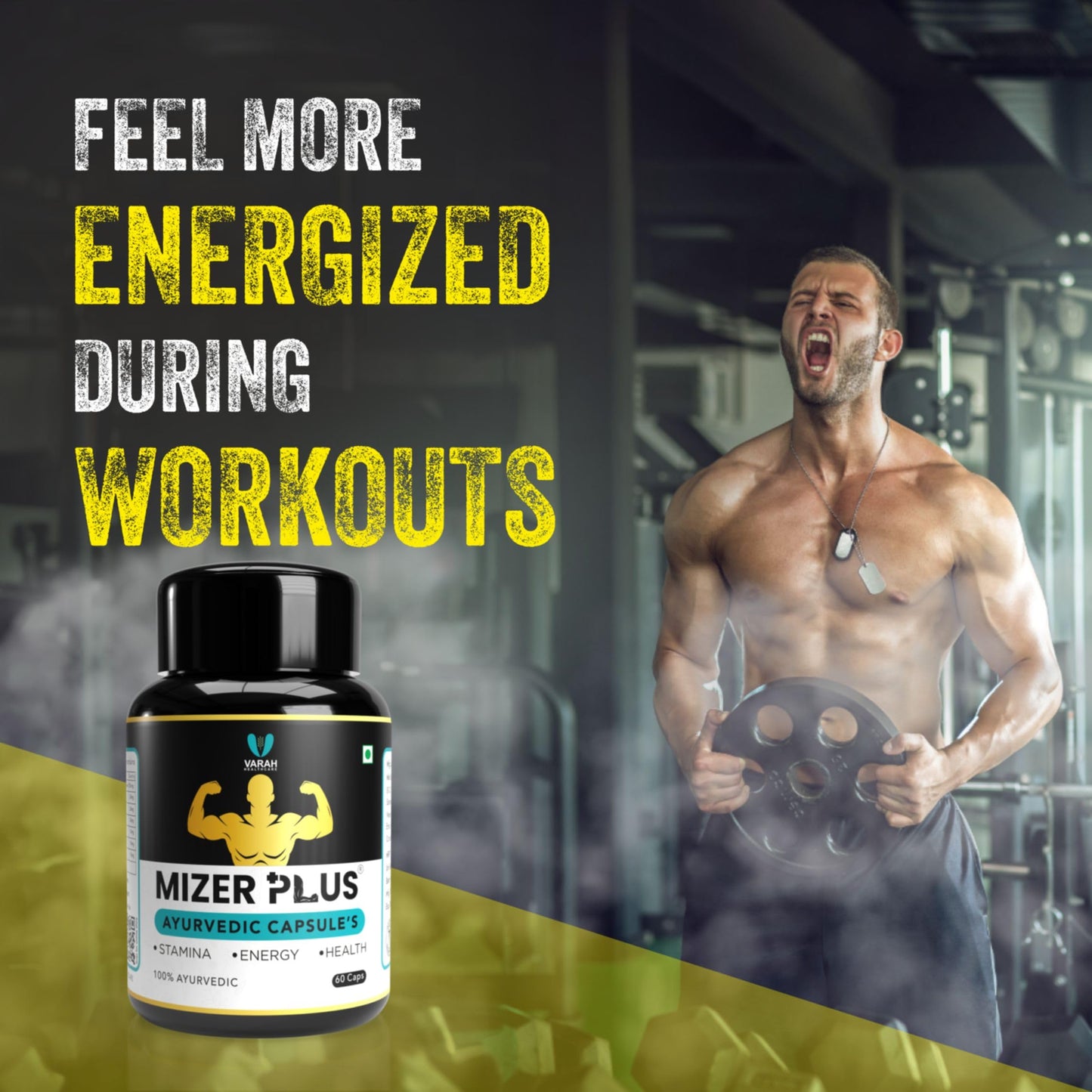 Varah Mizer Plus 60 Capsules | Supports Energy, Vitality, Stamina, Strength, and Muscle Growth with Natural Herbal Extracts for Daily Wellness and Active Lifestyle | Ayurvedic Formula for Men