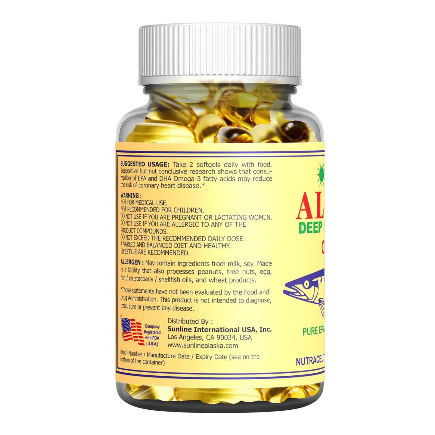 Sunline Alaska Omega-3 | Deep Sea Fish Oil | 1000Mg,100 Softgels