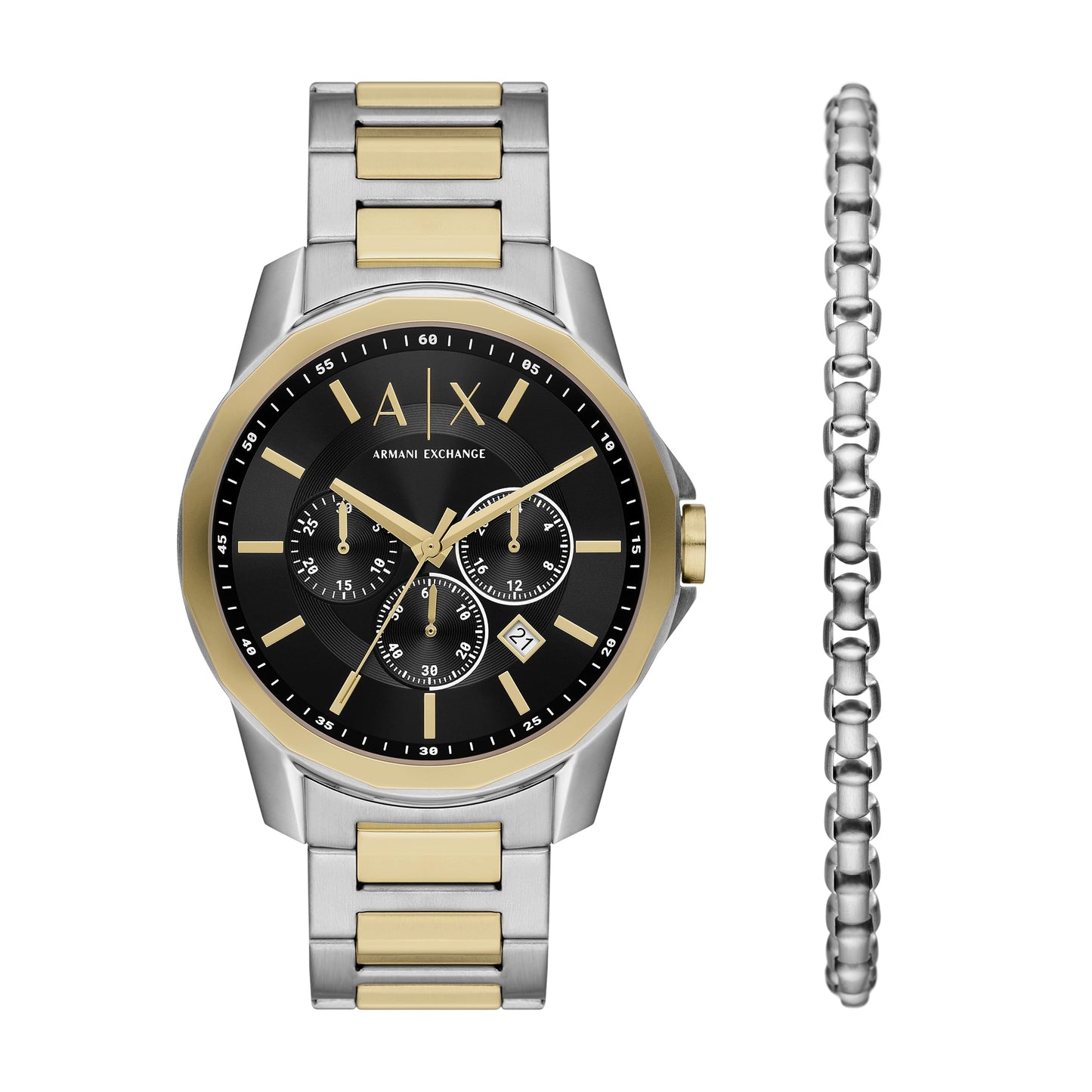 Armani Exchange Stainless Steel Analog Black Dial Men's Watch-Ax7148Set