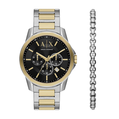 Armani Exchange Stainless Steel Analog Black Dial Men's Watch-Ax7148Set