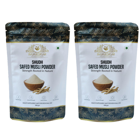 AYURVEDASAR Safed Musli Root Powder 100g | Pure & Natural Herbal Supplement for Strength, Stamina & Vitality (Pack of 2)