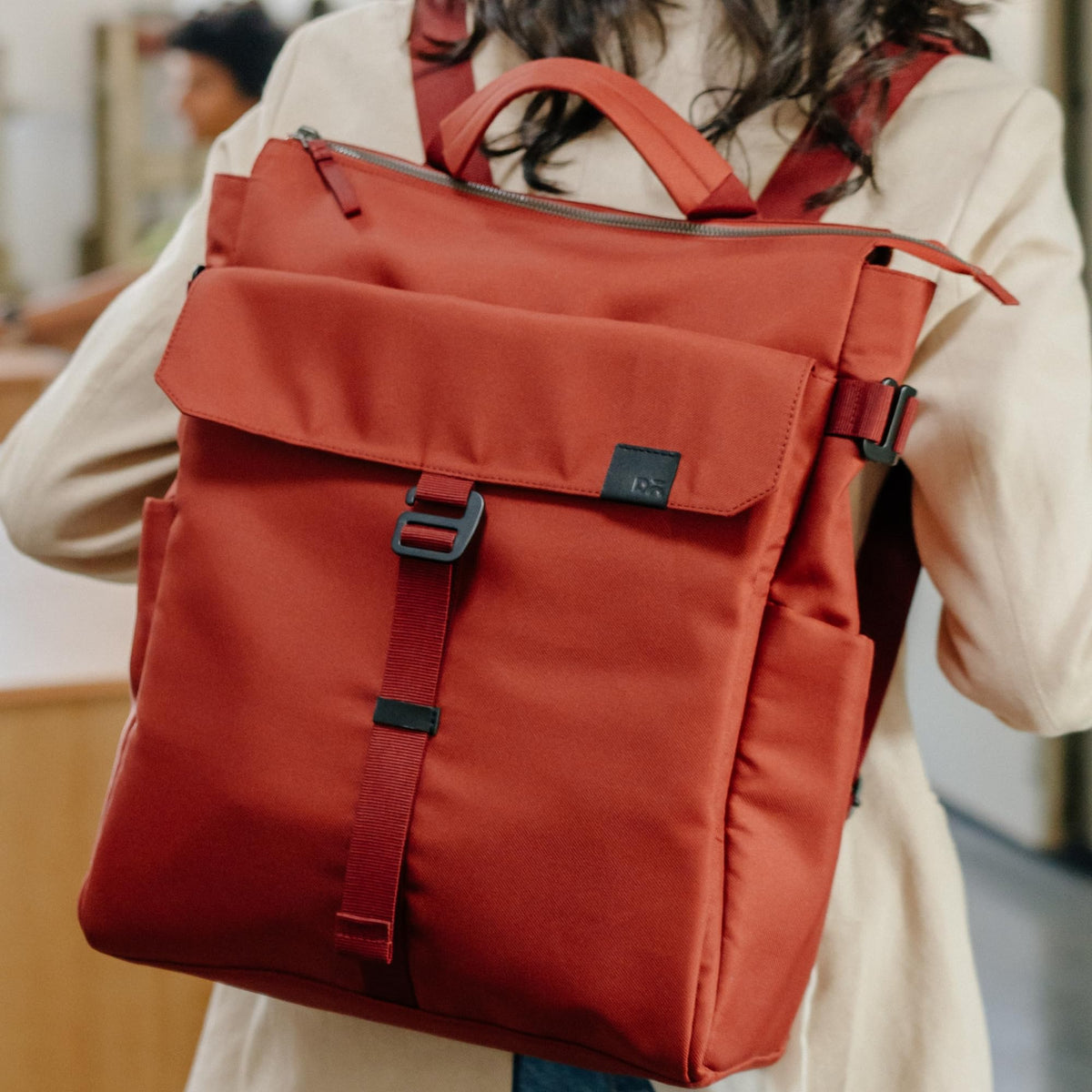 DailyObjects PET Red Clay Pole Convertible Totepack (Tote Bag + Backpack) for Women and Men I Fits any Laptop Upto 14 Inches I Spacious & Sturdy | Lightweight Shoulder Handbag wih Laptop Compartment