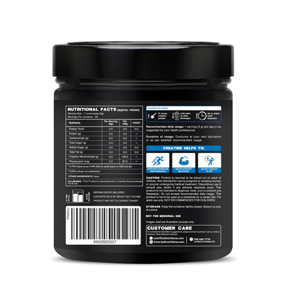 Bolt Micronised Creatine Monohydrate 3000 Powder|With Phycocyanine|Boosts Athletic Performance|Provides Energy Support For Heavy Workout|Formulated In Usa| 250 grams (0.55Lb),83 Serving|Unflavored