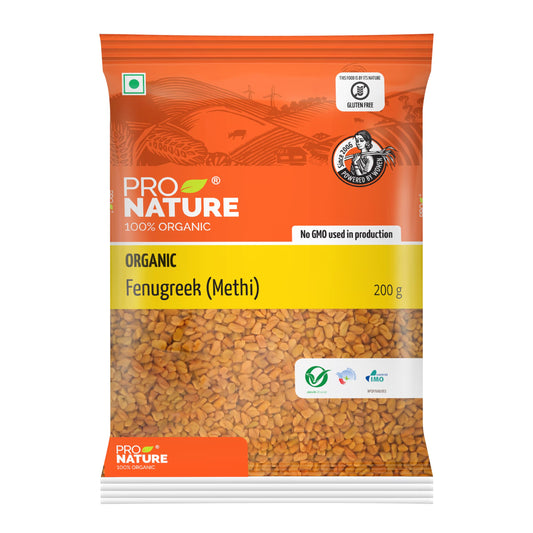Pro Nature 100% Organic Fenugreek Seeds - 200g | Whole Natural Sabut Methi Dana | Chemical-Free & Unpolished | Ideal for Cooking & Health Benefits
