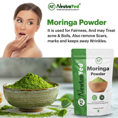 NeutraVed Moringa Powder 1 kg | Moringa Leaves also Know Drumstick for Immunity, Skin & Hair and Wellness Products for Male - 1kg