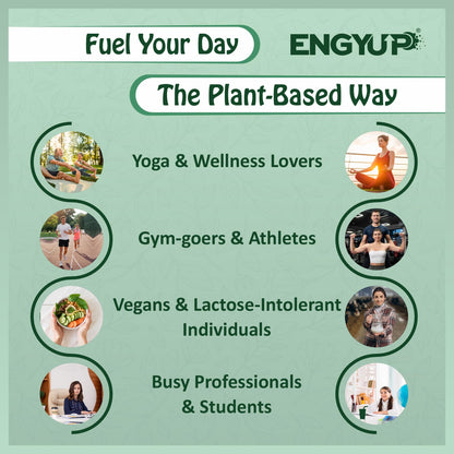 ENGYUP Plant Protein Powder(Pea & Brown Rice Protein) 25g Per Serving | Rich in BCAA with Antioxidants, Vitamins & Minerals, Herbal Extracts | Zero Added Sugar & Easy to Digest | Mocha Coffee Flavor | 400g