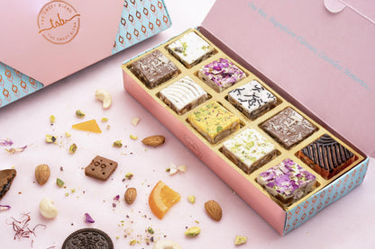 THE SWEET BLEND 6-in-1 Gift Hamper | Soan Papdi (300 g), Farali Chivda (200 g), Mysore Pak (250 g), Dry Fruit Bites, All-Flavor Crunch & Rose Kaju Katli | Assorted Mithai & Snacks Box | Raksha Bandh