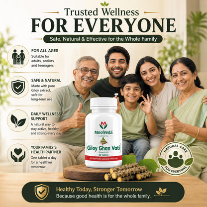 Moolveda 100% Pure and Natural Giloy Ghan Vati Tablet For Immunity Boosting, Use for Enhances Strength & Stamina, Detoxifies the Body (Pack Of 2)