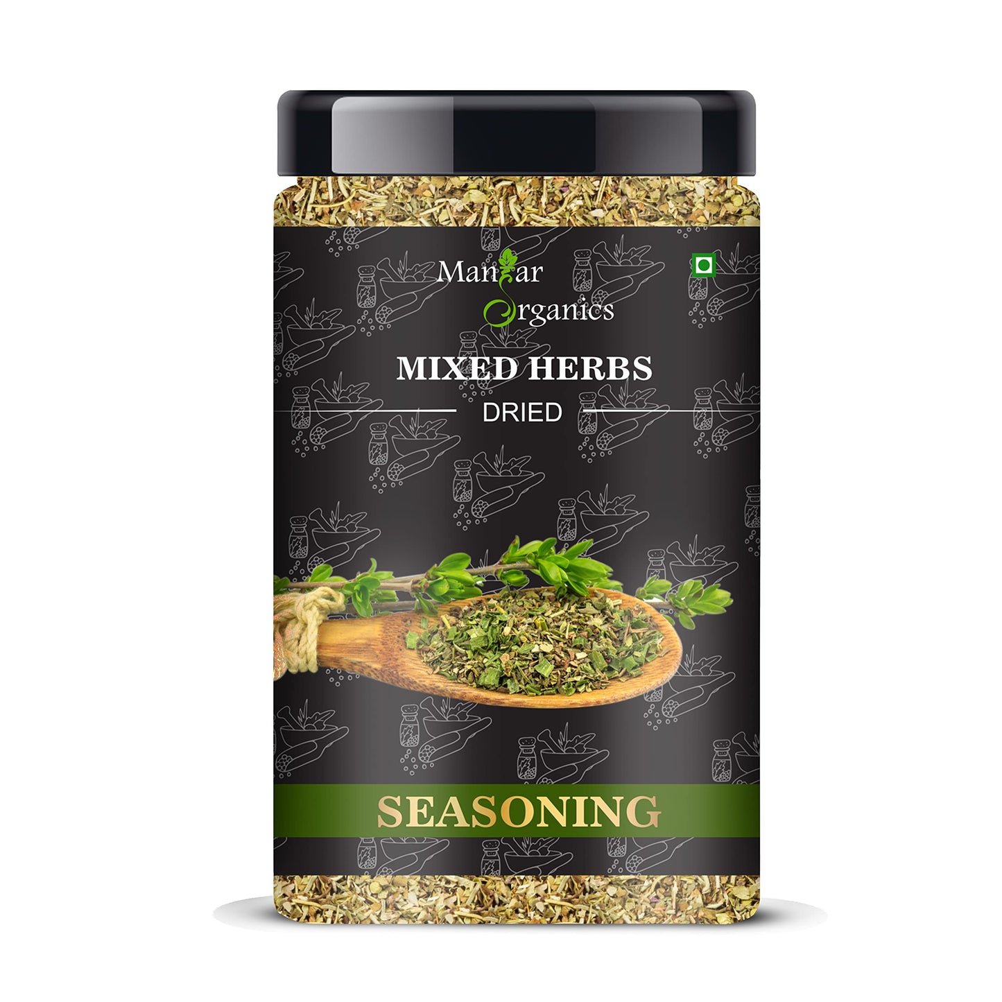 ManHar Organics Mixed Herbs Seasoning Jar 400gm- Perfect for Soups, Salads, and Roasted Dishes | Non-GMO, Flavorful Herb Blend | Natural Blend of Thyme, Oregano, Basil, and More | Pizza Pasta Seasoning |