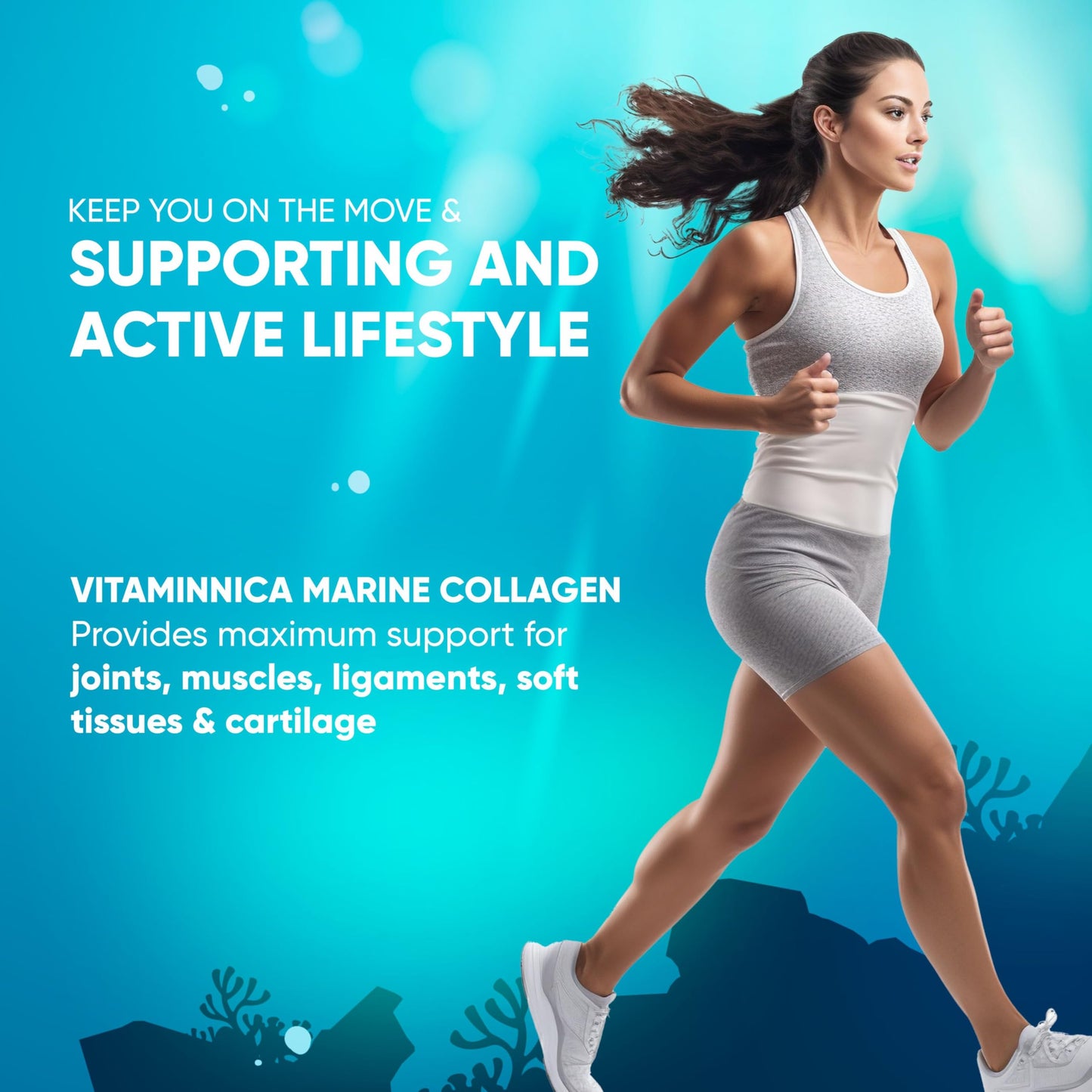 Vitaminnica Marine Collagen Capsules with Hyaluronic Acid & Vitamin C - Skin, Hair, Bones & Joints | 60 Capsules