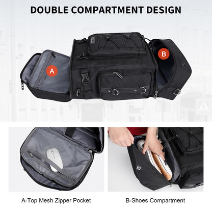 WITZMAN Travel Backpack for Men Carry on Bags for Airline Approved Convertible Duffle Luggage Backpack with Shoe Compartment（B691 Black）