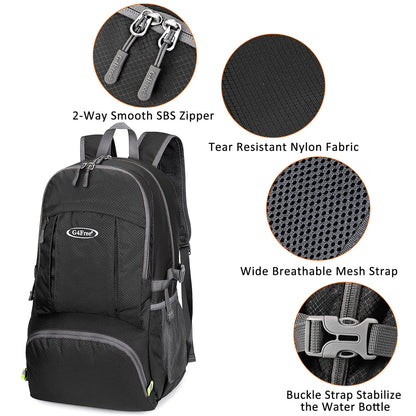 G4Free 40L Lightweight Packable Hiking Backpack with Wet Pocket, Wateproof Handy Foldable Camping Outdoor Travel Daypack