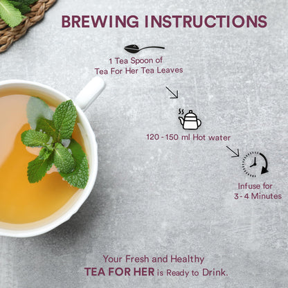 The Tea Ark Spearmint Tea For her Pcos Pcod, Herbal Powder Tea For Women With (Shatavari & Fennel) Caffeine Free, Hormonal Balance, Reduce Unwanted Hair, Clear Acne (50 Cups),100 Grams (Pouch)