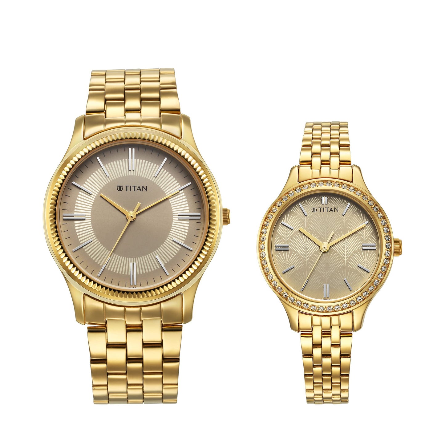 Titan Karishma Bandhan Champagne Dial Analog Stainless Steel Strap Watch for Cou