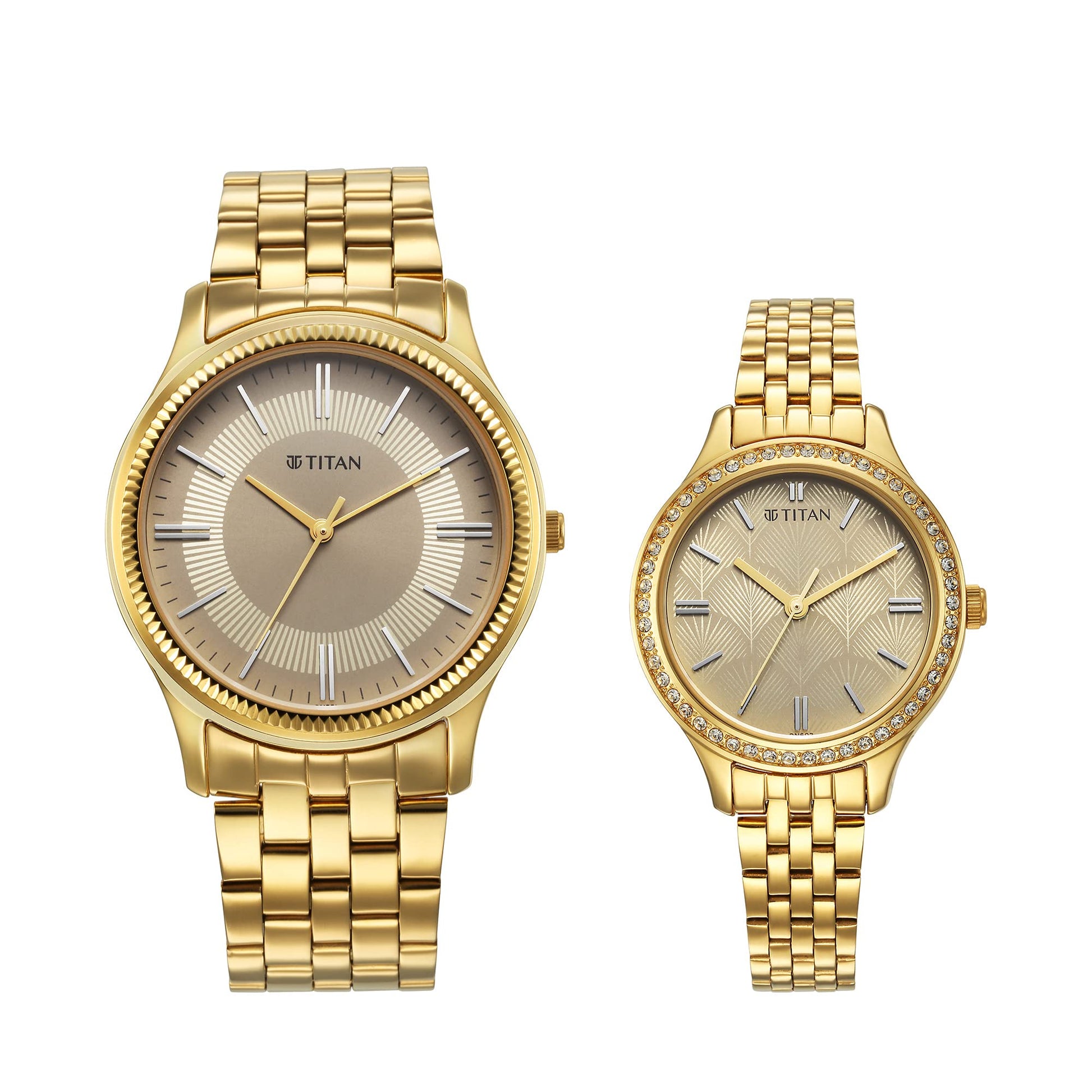 Titan Karishma Bandhan Champagne Dial Analog Stainless Steel Strap Watch for Cou