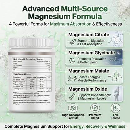 Vegetarian Magnesium Powder for Daily Wellness | Supports Relaxation, Muscle Function & Energy Metabolism | Orange Flavour| High Quality & Easy to Mix (1PC-200GRM)