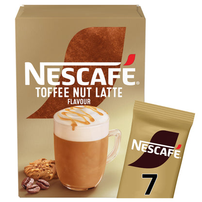 NESCAFÉ Toffee Nut Latte Instant Coffee 7 Sachets, Responsibly Sourced Coffee Pack of 1