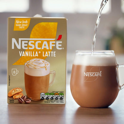 Nescafe Cafe Menu Latte Vanilla, 185g (Pack of 8)