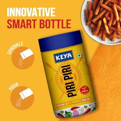 Keya Piri Piri | Peri Peri | Exotic Spice Mix | Multi-purpose Seasoning | Zero Artifical Colours | No Added MSG | Instant Seasoning Mix |Marinade Mix, Dip Mix, Sprinkler| Perfect for Fries, Sweet Corn, Makhana, Papad, Khichdi| 90g/100g