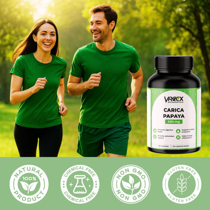 VREEX Carica Papaya Leaf Extract 500 mg – Supports Healthy Platelet Function, Immunity & Digestion – Natural Herbal Supplement (60 Capsules)