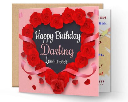 redbakers.in Happy Birthday My Love 12 Chocolate Gift Box & Greeting Card Combo (Darling)