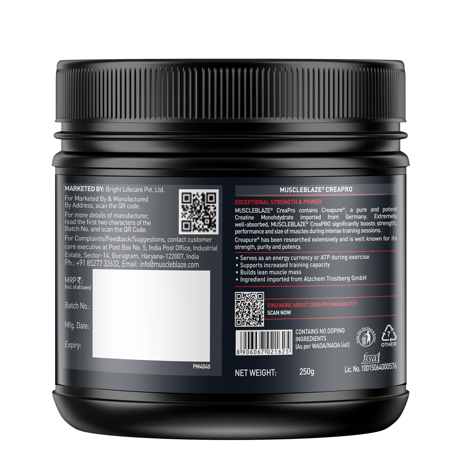 MuscleBlaze Creapro Creatine Monohydrate Powder 250 Gram (Unflavoured,- image 8