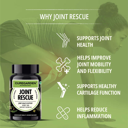 Curegarden Joint Rescue, Curcumin and Boswellia, 60 vegeterian capsules, Joint Pain Relief Supplement