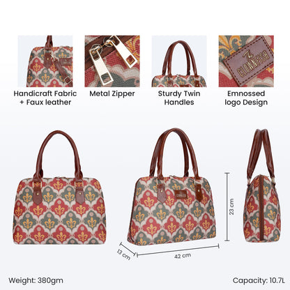 THE CLOWNFISH Montana Series Handbag for Women Office Bag Ladies Purse Shoulder Bag Tote For Women College Girls (Pink-Rangoli Design)