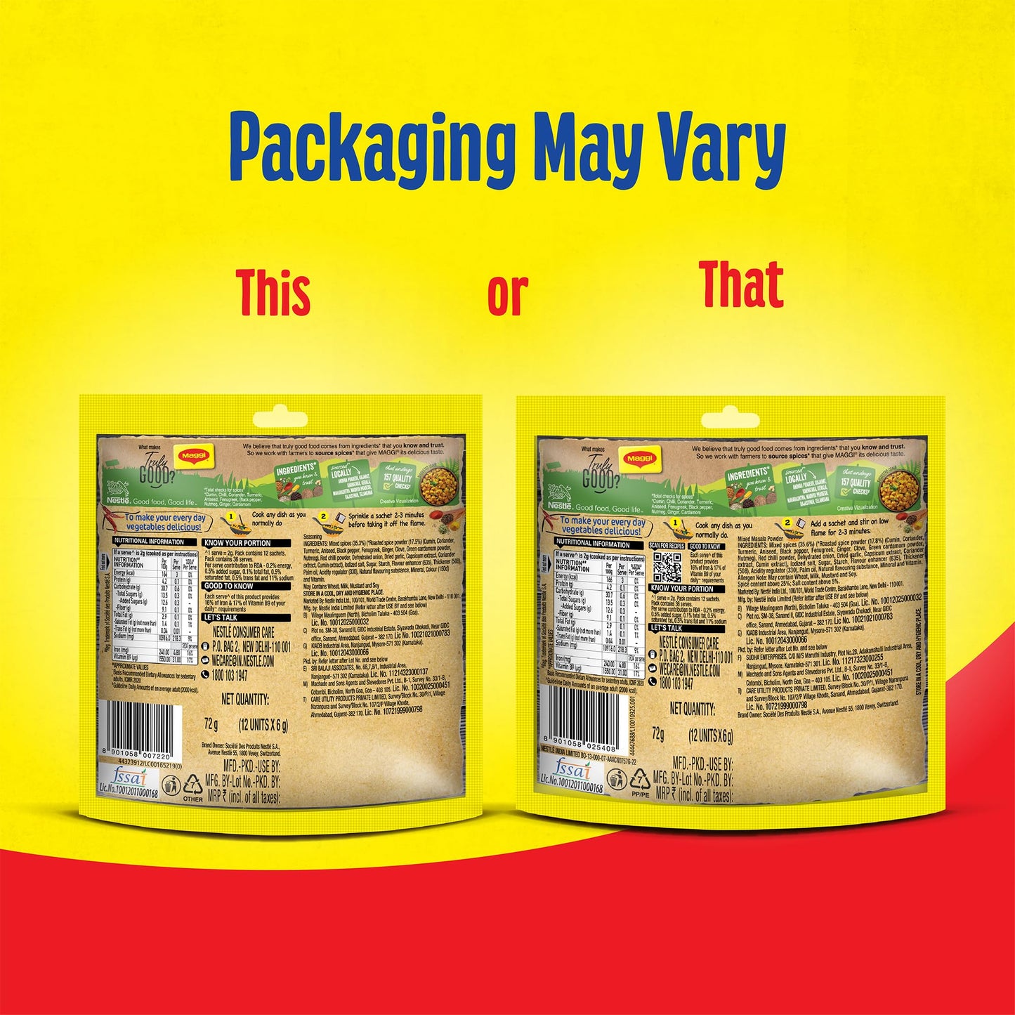 MAGGI Masala-Ae-Magic Vegetable Masala, All In One Powder | 72 Grams Pouch (6 G x 12 Sachets)