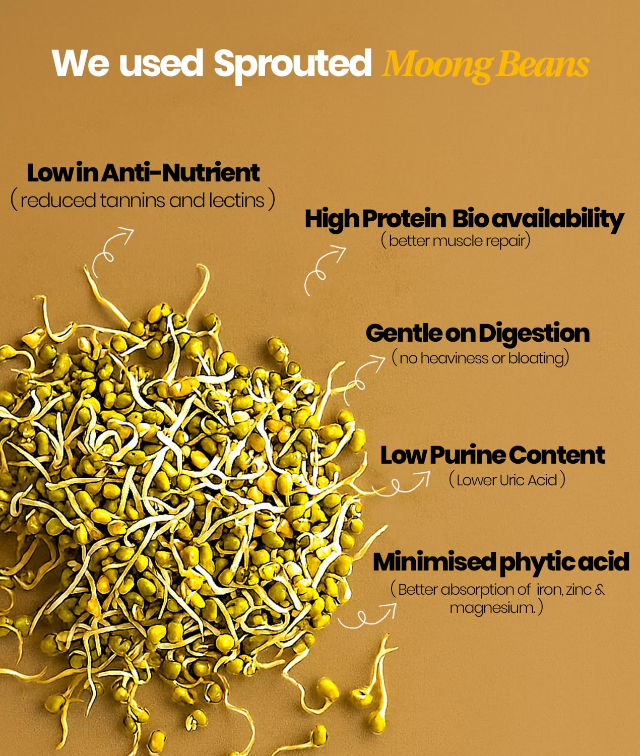 It's Moong Mung Bean & Brown Rice Isolate Plant Protein Powder for Men & Women | 24gms per serve 4.7gms BCAA| African Cocoa Latte | 500gms | Sprouted Plant based protein | Plant Protein