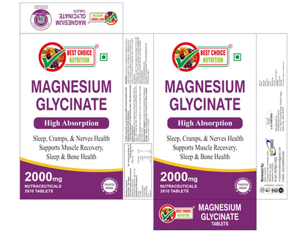 Magnesium Glycinate Supplement High Absorption for Sleep, Cramps, & Nerves Health Chelated Magnesium Glycinate Supplement 2000mg Per Serving | Magnesium Supplement Supports Muscle Recovery & Better Sleep (120 Tablets)